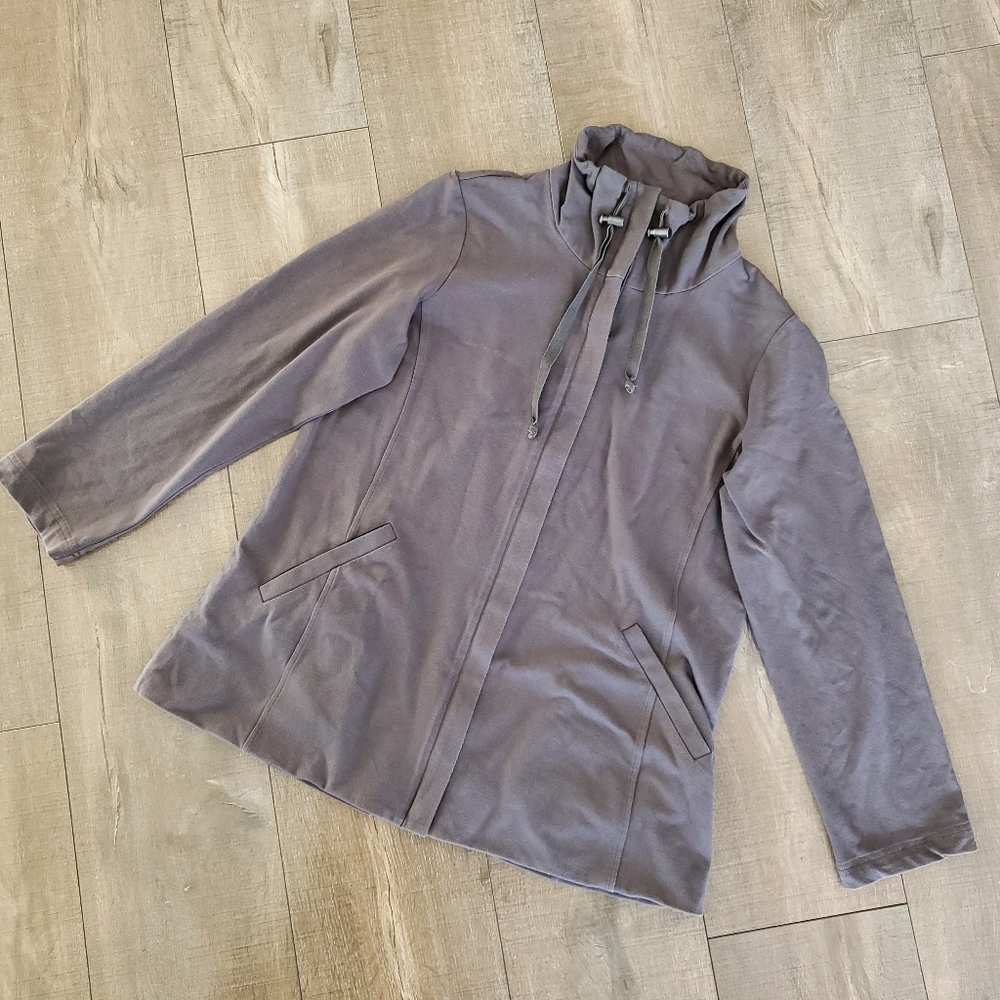 Eileen Fisher Women's Organic Cotton and Lycra Zip up Track Jacket Petite Medium